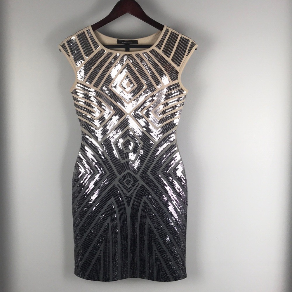 BcbgMaxAzria Sequin Cocktail Mini Dress Sz XS